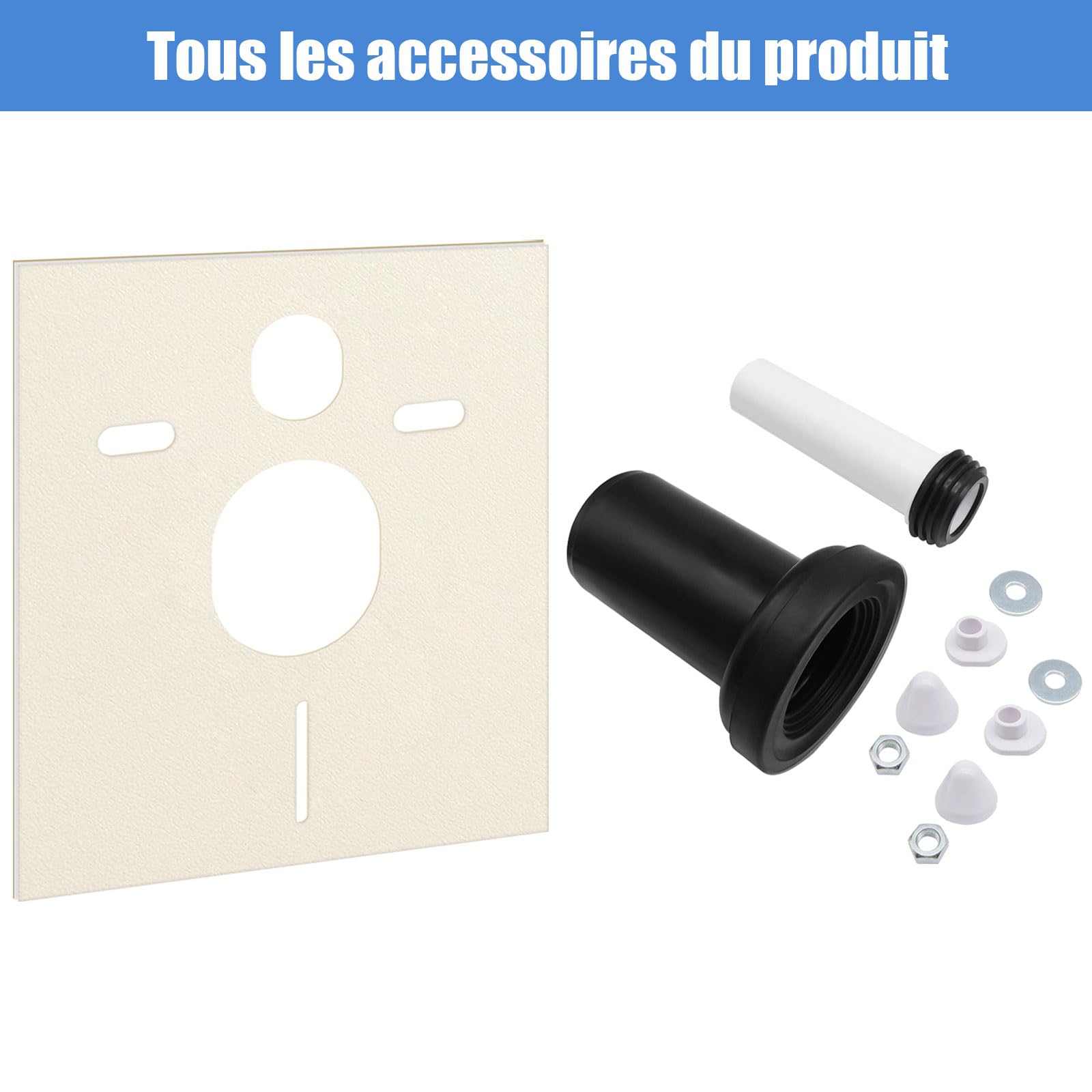 Kit de Raccordement pour Cuvette Suspendue, Compatible avec Geberit (152.426.46.1), Comprenant un Kit d'Isolation Phonique pour WC Mural (16.002.00.0000)
