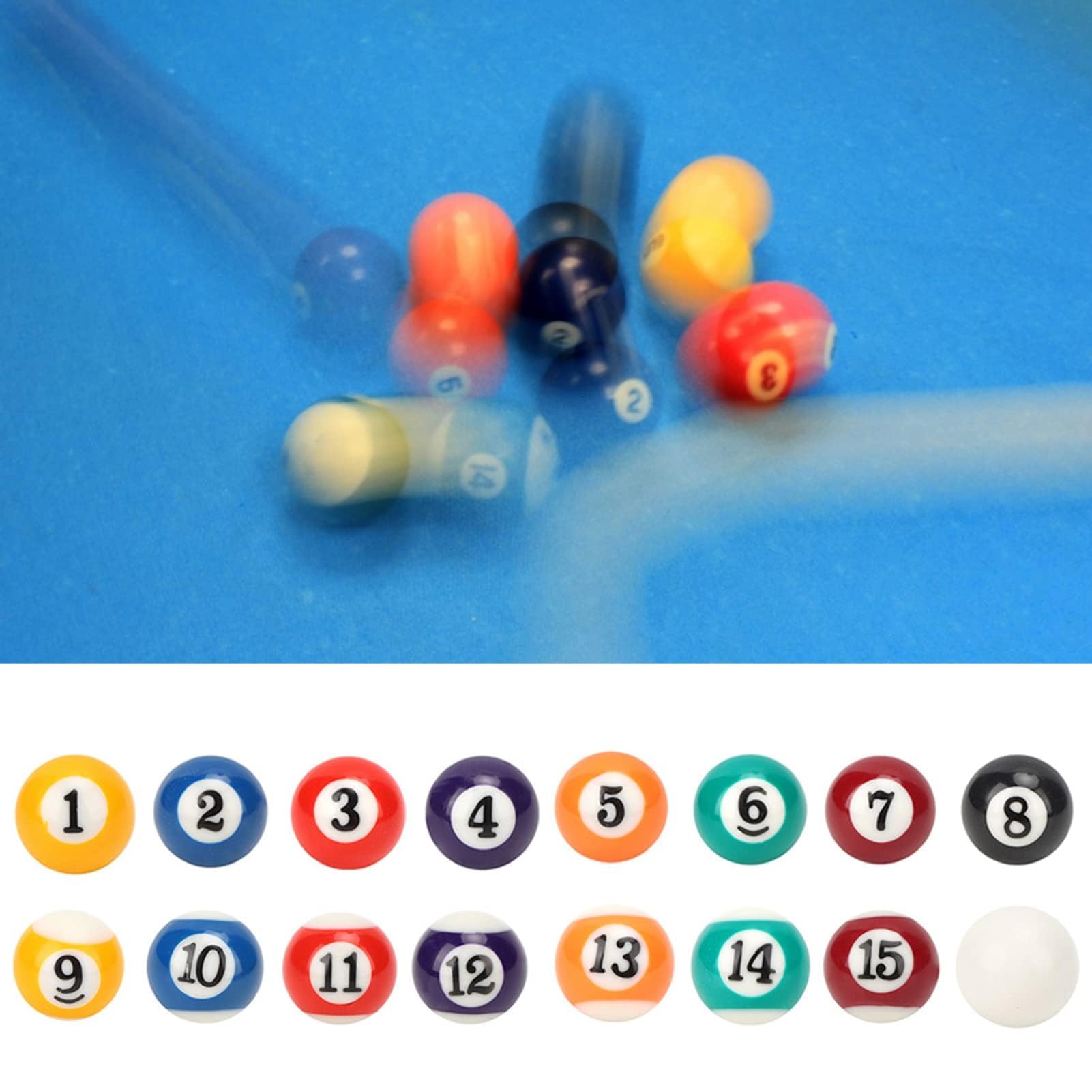 Set di 16 Palline da Biliardo in Resina, Mini Palline Numerate e Bianca per Giochi, Bar