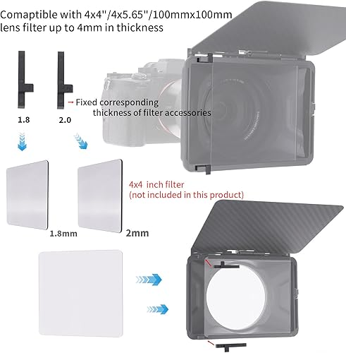Miniatura 4 de Runshuangyu - Caja de lente mate ligera con abrazadera con bandera superior para cámara DSLR sin espejo, compatible con filtro 4x4, 4x5.65 (versión