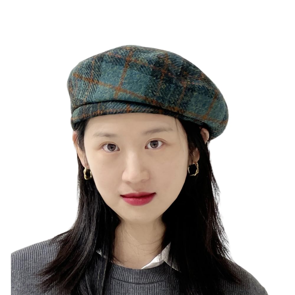 TAILORMAP Harris Tweed Wool Beret Hat,British Style Berets for Women