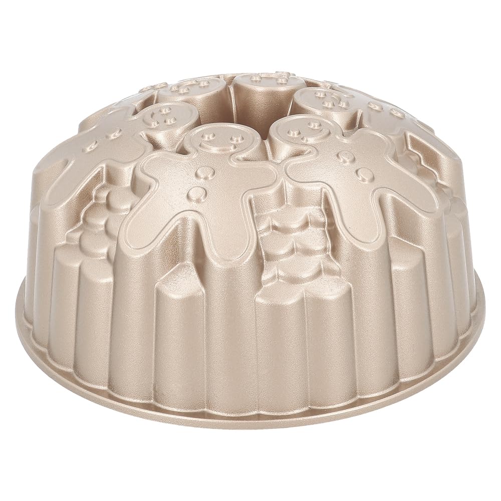 Aluguss-Kuchenform Gingerman - Birkmann - champagner, Ø 22 cm, 22,0 x 22,0 x 9,8 cm, Aluguss, Motivbackform Weihnachten, weihnachtliche Backform mit Antihaftbeschichtung, 200°C | x 9,8 cm, Aluguss, Motivbackform Weihnachten, weihnachtliche Backform mit An