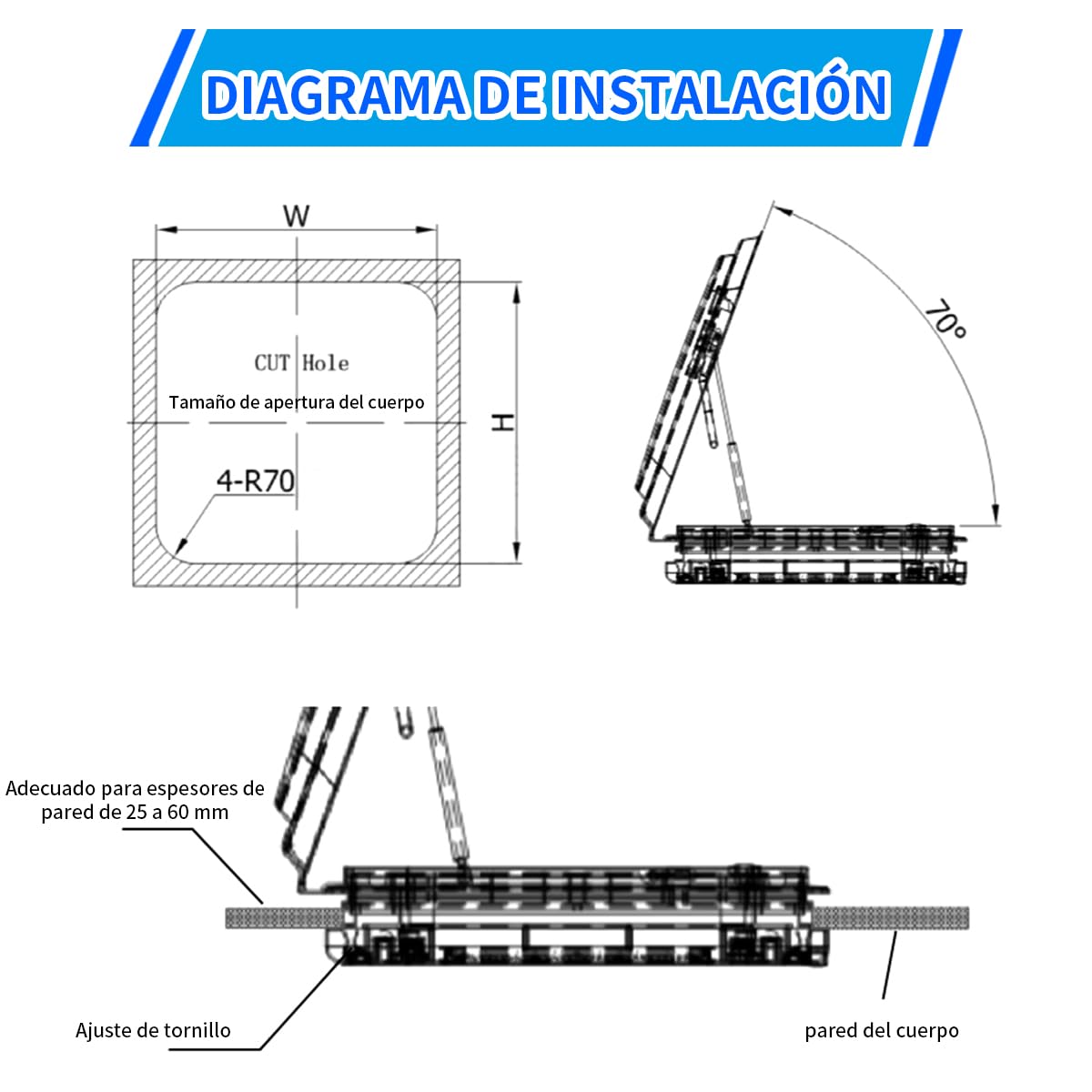 Claraboya caravana ,Claraboya de Techo para Furgoneta Camper, 700x500 mm con LED, Ventilación e Iluminación Todo en Uno, Resistente al Agua con Pantalla Antiinsectos