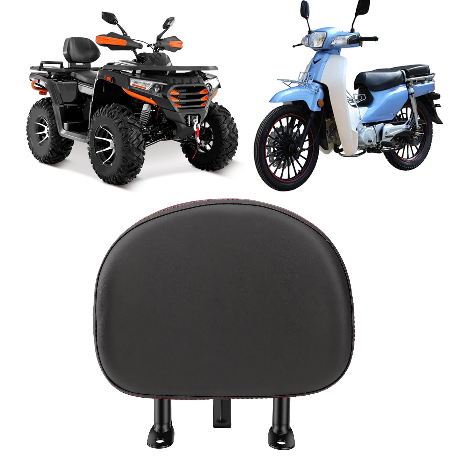 Akozon Supporto di Sicurezza per Schienale Passeggero ATV, Cuscino Morbido in Schiuma PU Ad Alta Resilienza e Staffa in Lega di Acciaio da 3 Mm Adatta per Scooter Cruiser Ciclomotore