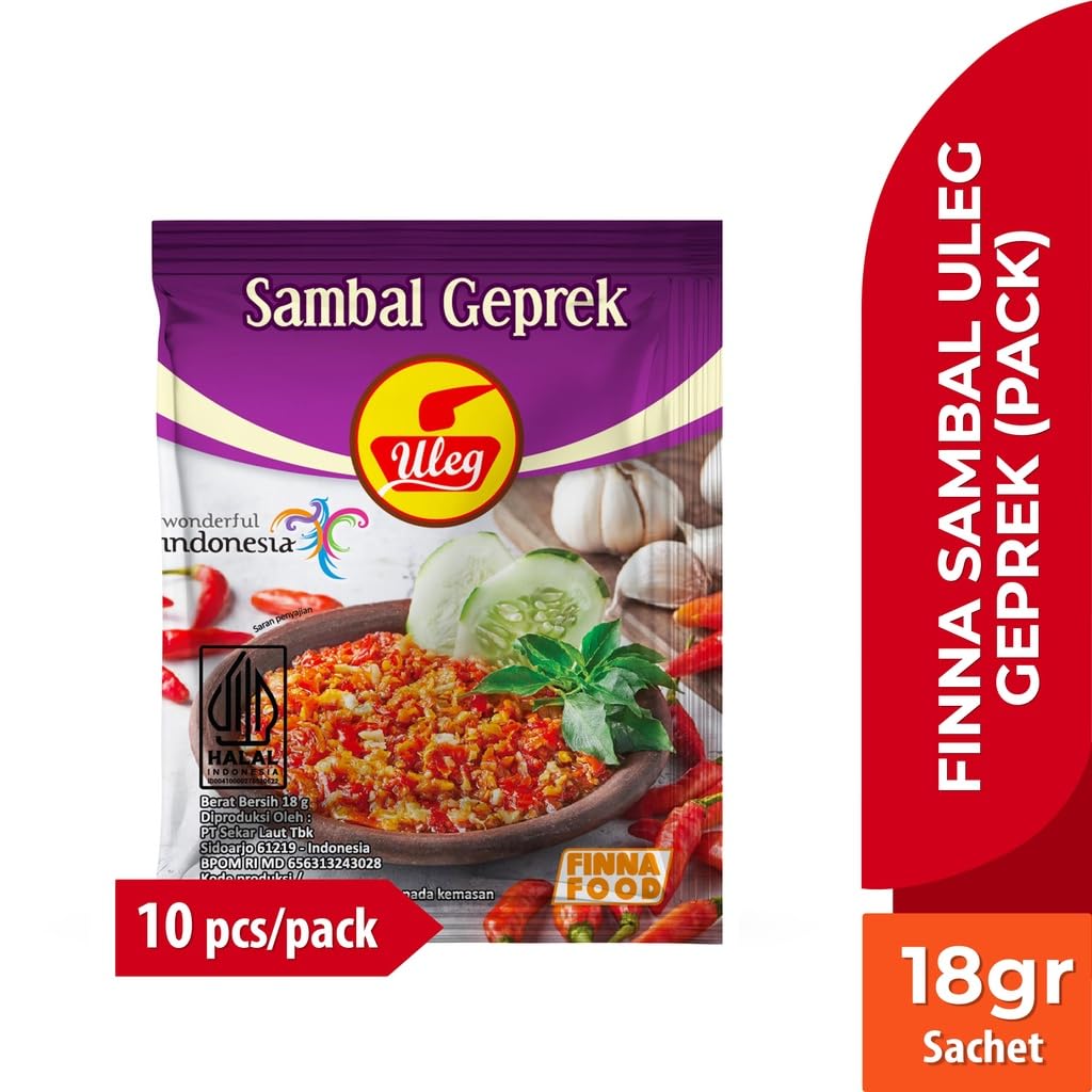Amazon.com : Uleg Finna Sambal Geprek 10-ct, 180 gram : Grocery