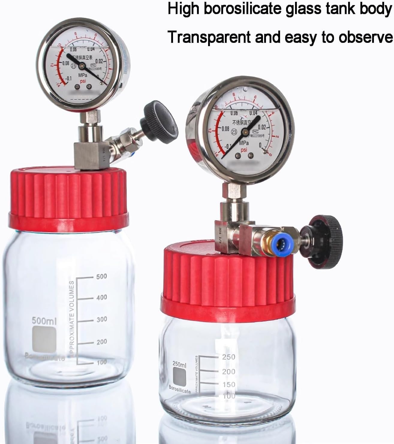 Glas-vakuumkammer, Entgasungskammer-Set Mit Edelstahl-vakuummeter, Harzblasenentferner, Gute Abdichtung, Für Silikon Und Epoxidharze, Kunsthandwerk 250ml