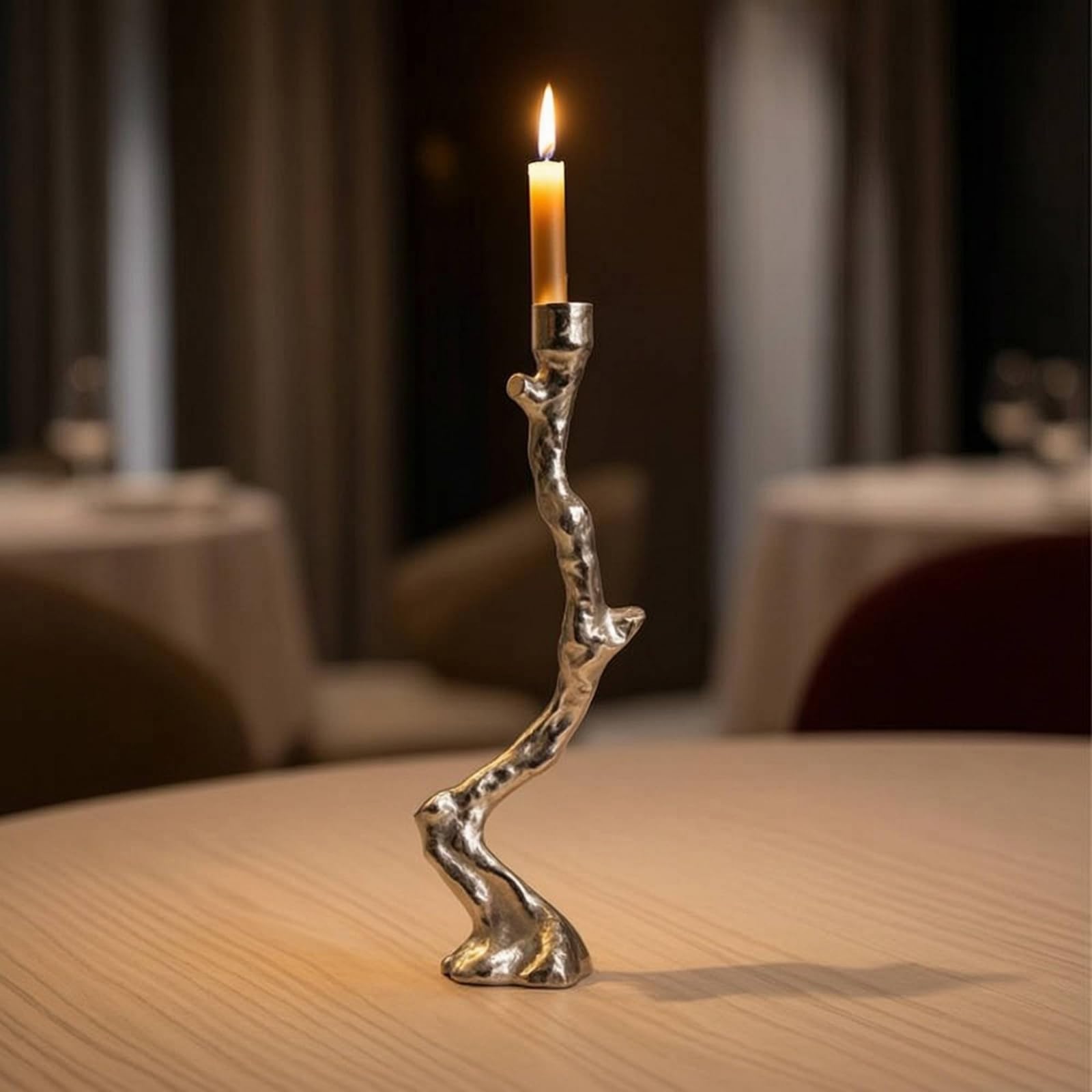 Colcolo Kerzenhalter Aluminium Kerzenständer Leuchter Tischleuchter Zeitgemäße Organische Form aus Metall mit Gewichtsbasis für Gerade Standfestigkeit für, Klein 10 9 H26cm