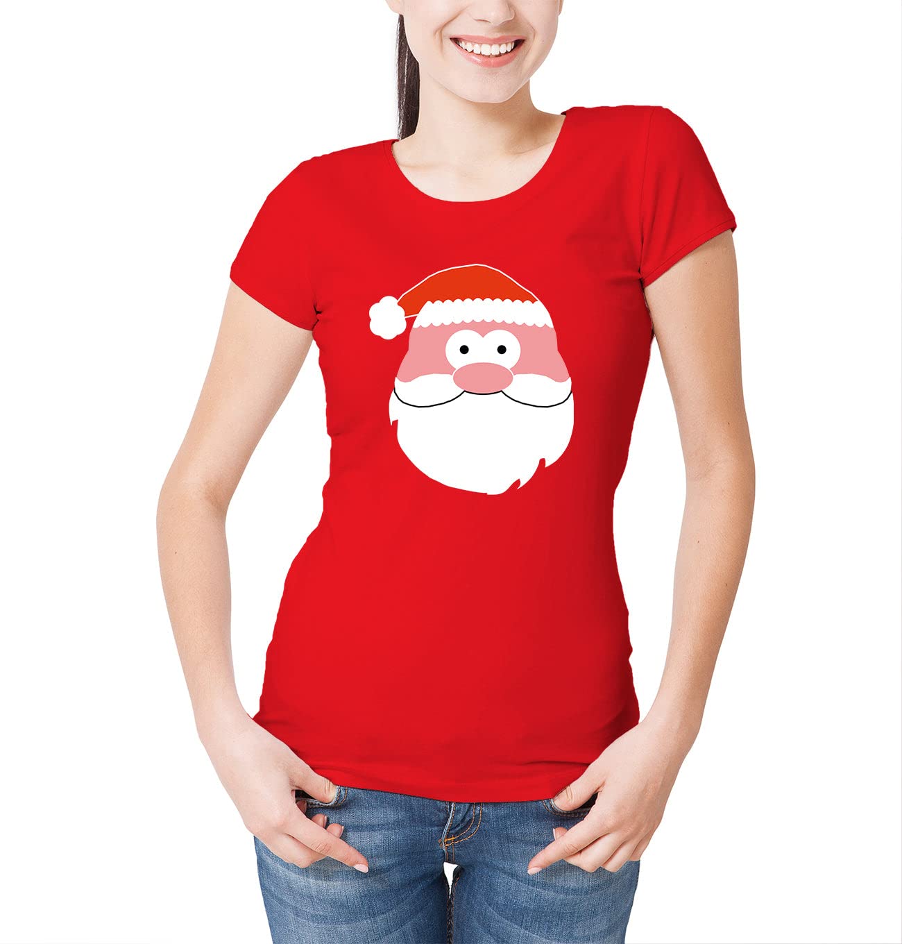 Reality Glitch Women's Red Santa Face T-Shirt