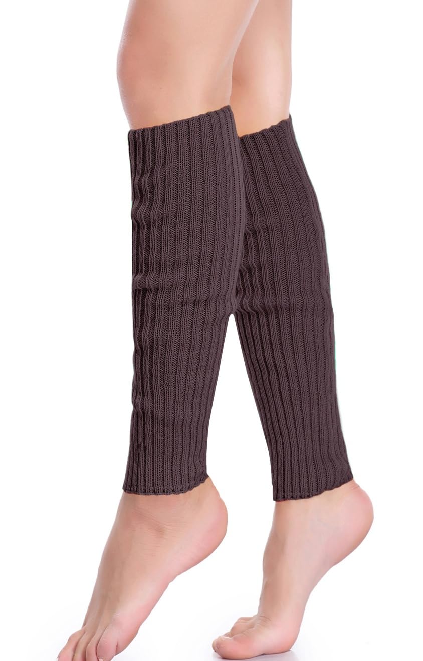 Photo 1 of *daisysboutique* Retro Women 80s Adult Ribbed Knitted Leg Warmers Crochet Long Boot Socks for Party Dance Sports Yoga (Brown, One Size)