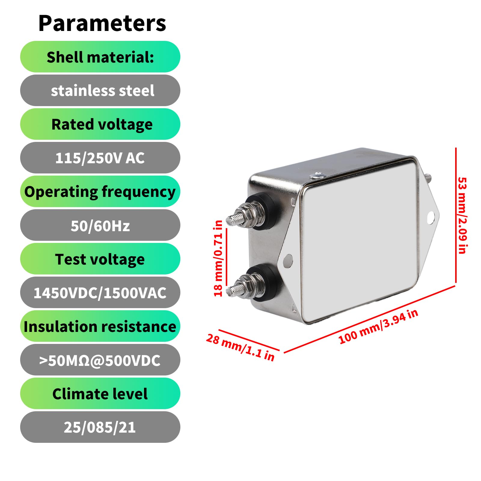 2 Filtri EMI Monofase CW1B-10A-L - Antirumore Per Alimentatori 250V 10A - Foto 13