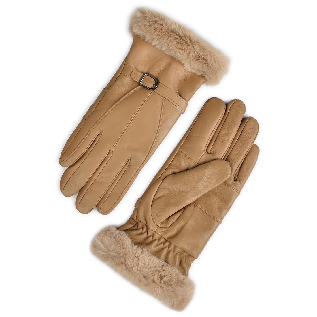 Harssidanzar Guanti in pelle da donna Guanti caldi invernali Guanti in pelle da abito Guanti in pelle foderati di pelliccia Guanti in pelle invernali SL022EU