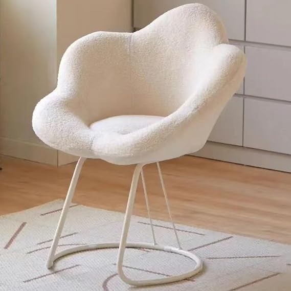 Creative Design Flower Vanity Stool, Petal Backrest Chair, Makeup Chair with Cushioned Backrest, Vanity Stool with Metal Legs, Vanity Chair for Living Room,Bedroom,Vanity,White
