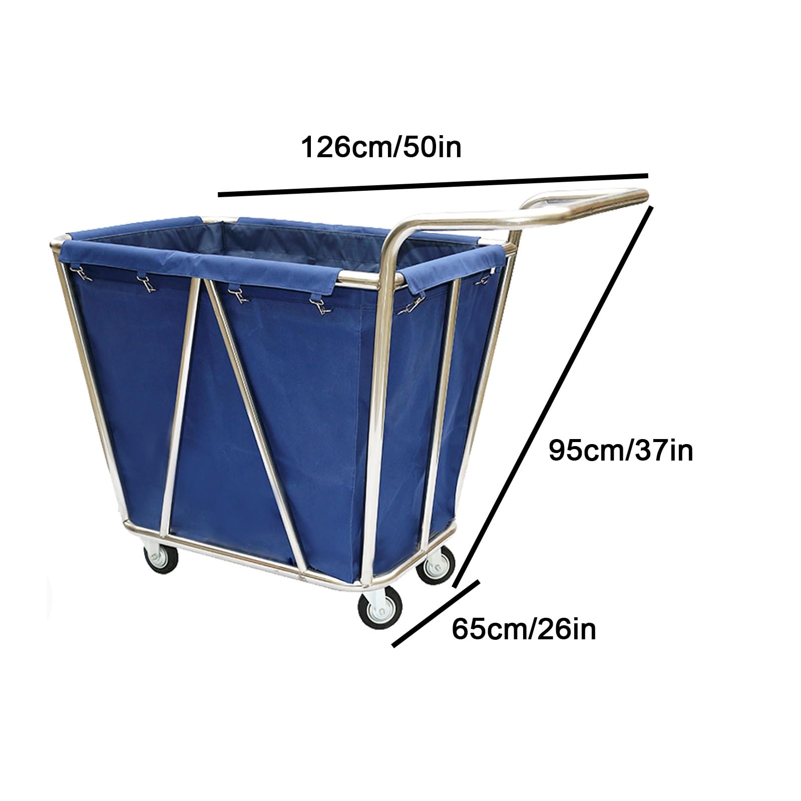 Carrello per la Biancheria Commerciale con Ruote Carrello Pulizie Professionale in Tessuto Oxford Impermeabile e Bracciolo Integrato, con Ruote Girevoli, capacità 150Kg(Brown)