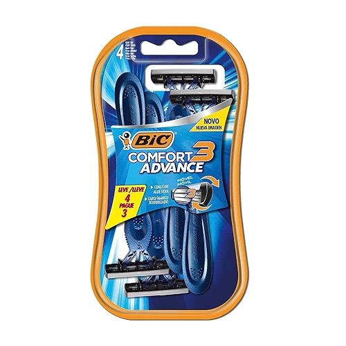 BIC Aparelho De Barbear Comfort 3 Advance Pele Normal Azul 3 Lâminas Fita Lubrificante 929...