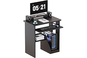 29in Computer Desk with Monitor Stand and Keyboard Tray for Small Space