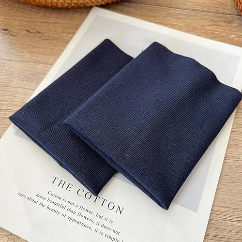 Miniatura 7 de GNSN 1 par de tela de algodón elástico de punto fino acanalado para camisas, tops coser, bricolaje (azul claro, 1 par)