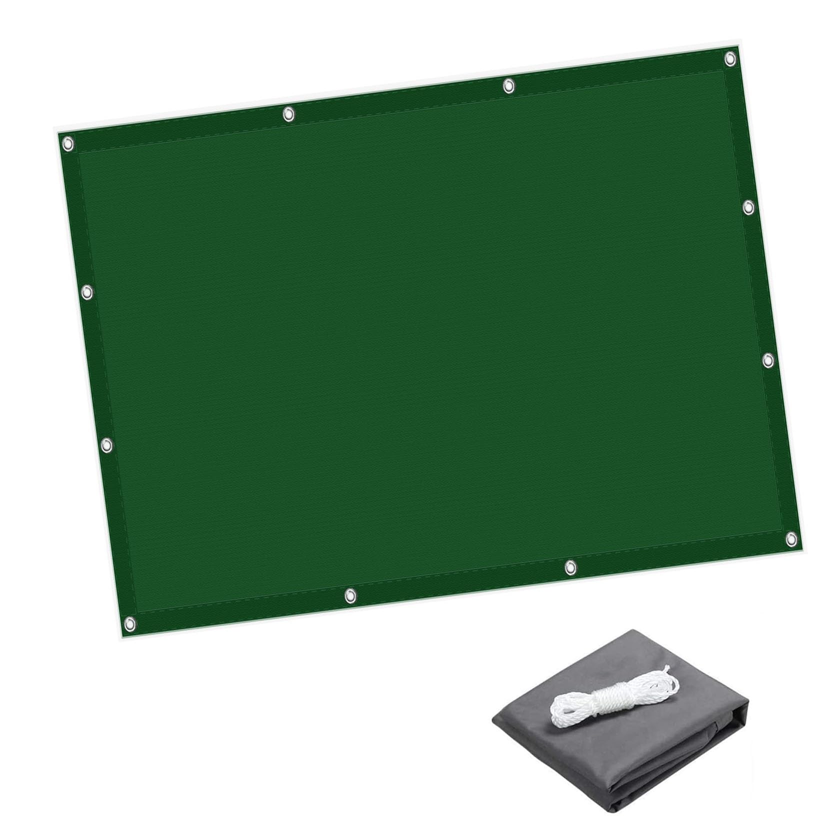 Voile d'ombrage extérieur 6.5 x 9 m imperméable anti-UV vert foncé avec corde terrasse