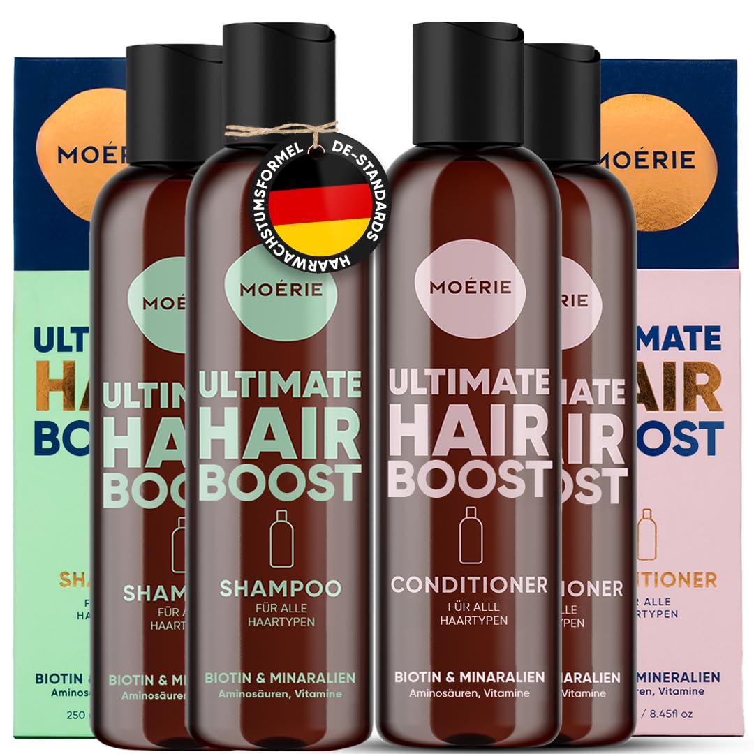 Moerie Volumizing Shampoo and Conditioner for Hair Loss - Thickening Products with Ingredients of Natural Origin - Over 100 Active Ingredients for Thick, Long, Luscious Hair, Double Set