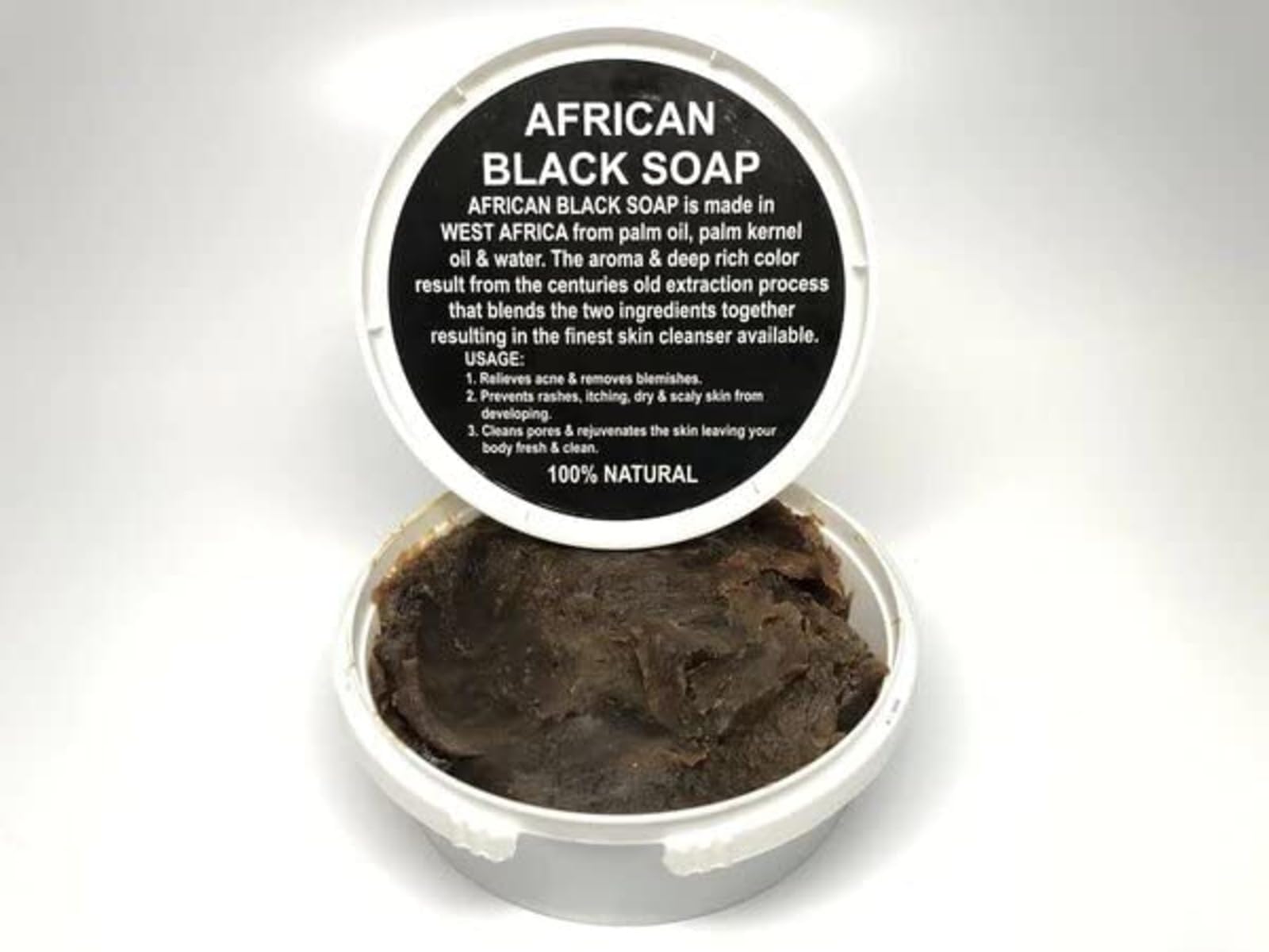 Kyabo Original Authentic Brand 100% Natural Herbal Virgin RAW Organic Pure African Black Soap Paste 16oz Tub/Jar/Deli Container Premium Acne Eczema Skin Body Hair cleanser Unrefined Ghana…