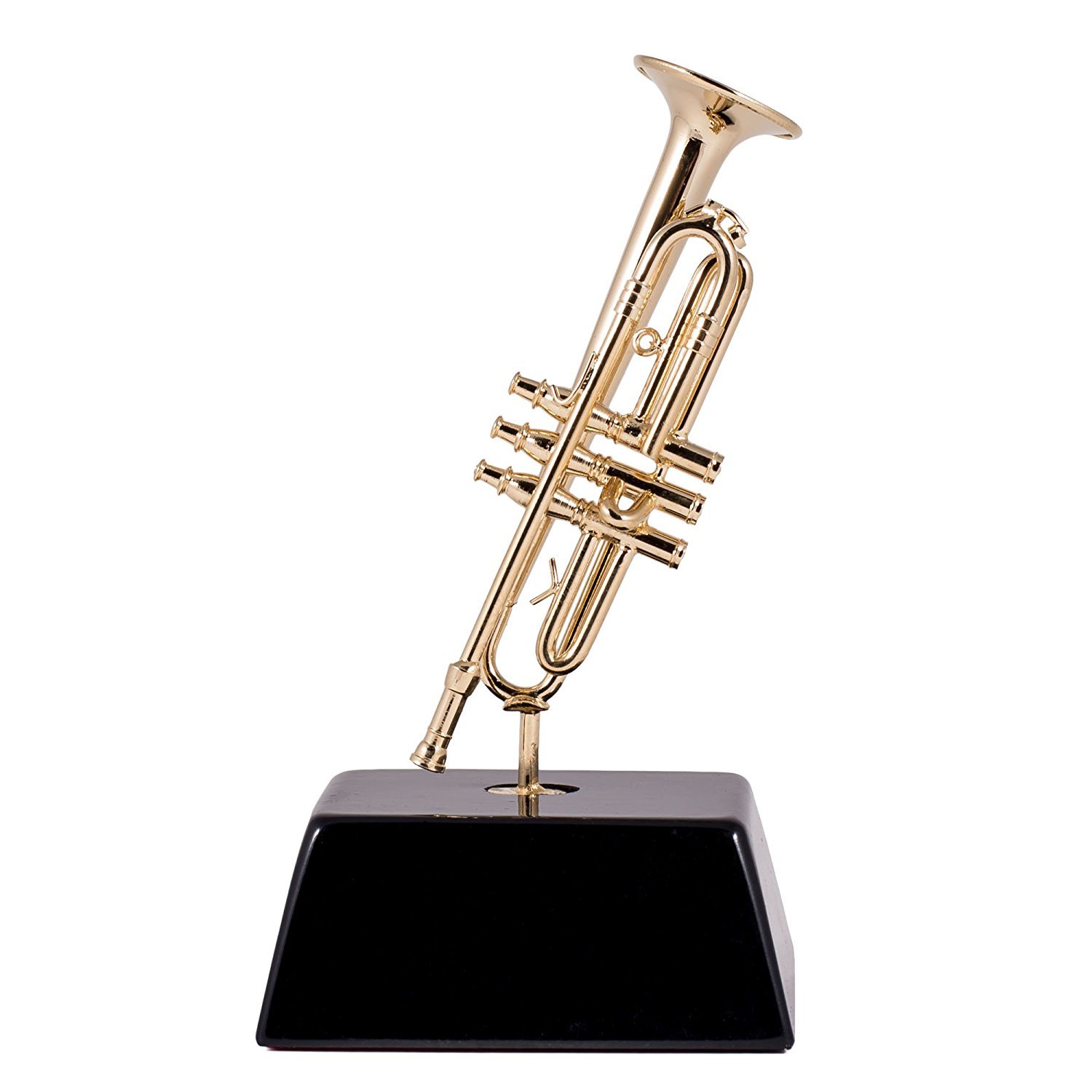 Broadway Gift Miniature Goldtone Trumpet 6 inch Decorative Figurine with Base