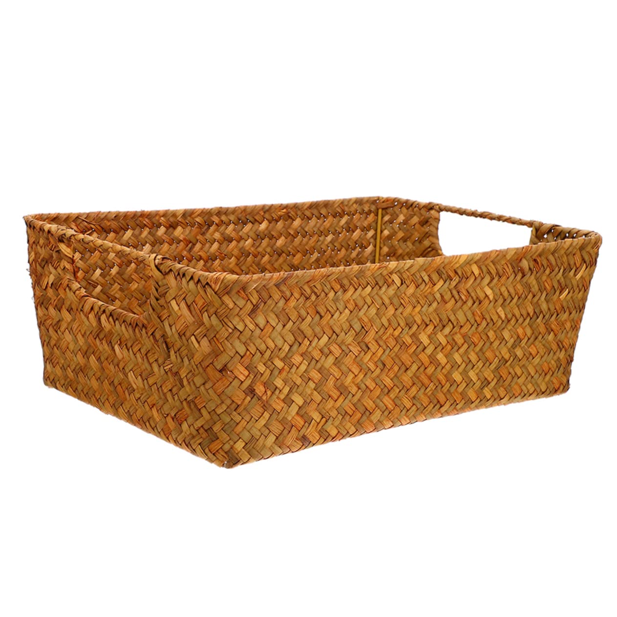 Mikinona Straw Bread Basket Cutlery Tray Seagrass Baskets Convenient Bread Basket Fruit Vegetable Storage Basket Straw Basket Toy Food Display Basket Desk Tray Home Decor Light Brown Wicker