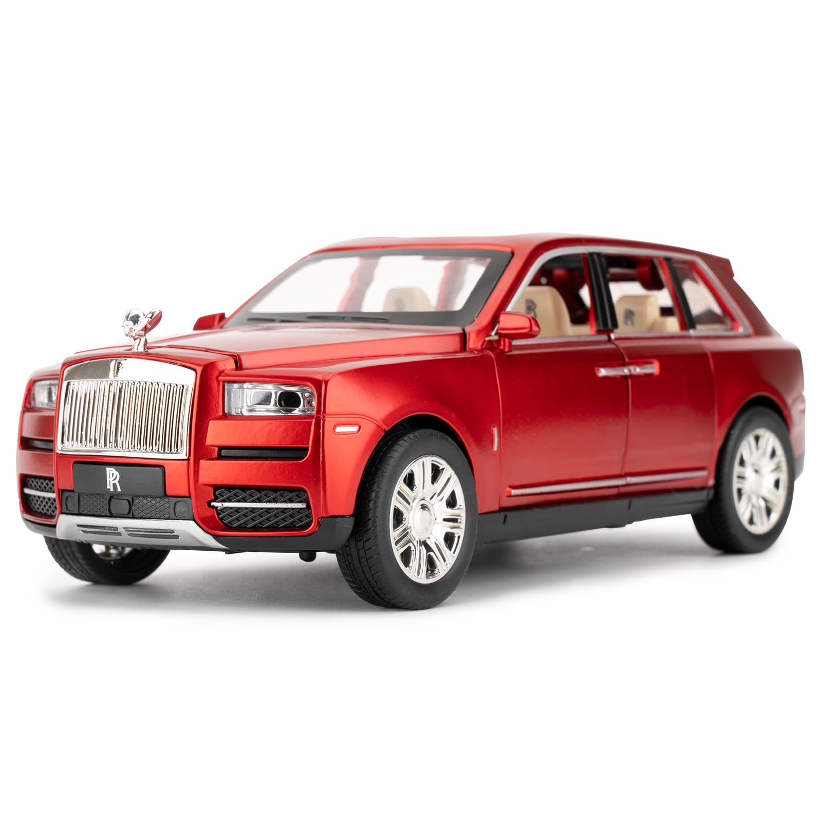 TGRCM-CZ1/24 Scale Rolls-Royce Cullinan SUV Model Car Toy, Zinc Alloy Pull Back Diecast Toy Cars with Sound and Light for Kids Boy Girl Gift(Red)