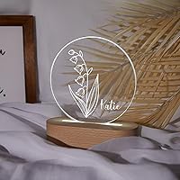 Vista 12 de Luz nocturna de flor de nacimiento, luz de noche de flor de caléndula de octubre, luz LED personalizada, regalos para amigos, lámpara de noche LED