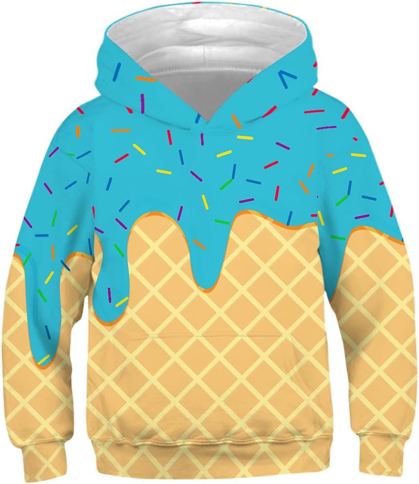 Ainuno Kids Boys Girls Hoodie Pullover 4-15Y Funny Hooded Sweatshirts