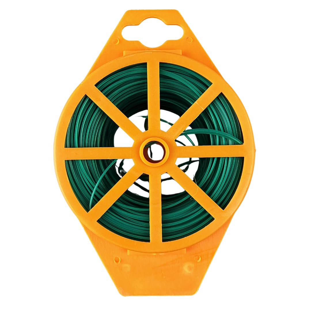 ToolUSA 246 Foot (75 Meter) Spool of Coated Metal Wire | Built in Wire Cutter Included | Green Metal Wire | Great for Crafting, Gardening, Repairs, DIY Projects