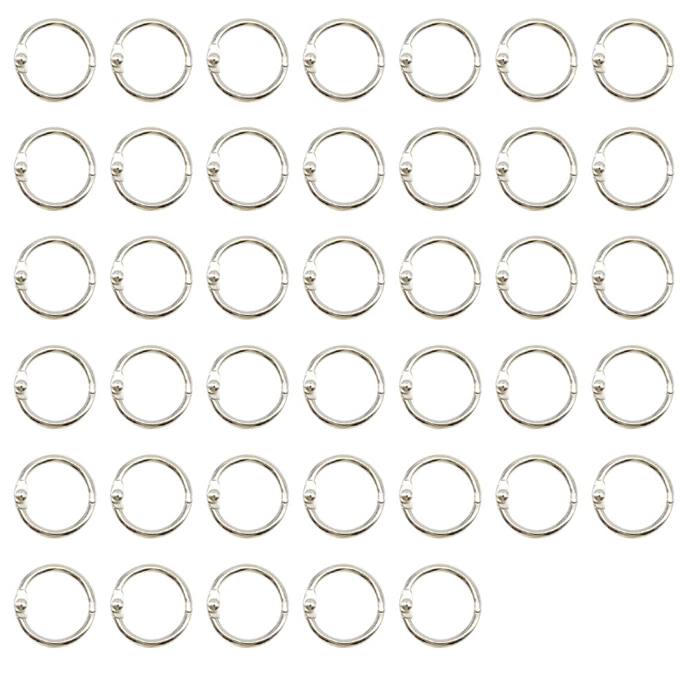 Yosawo 40 Pack Book Binder Rings Metal Loose Leaf Binder Rings for Flash Cards, Index Cards and Loose Paper, Key Rings15mm