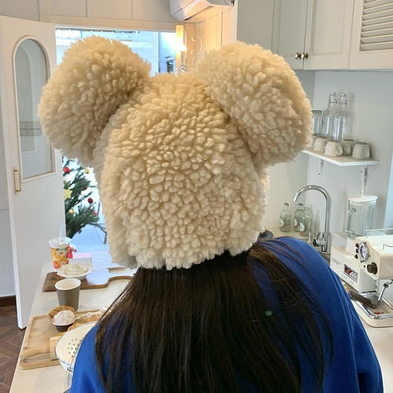 Cute Plush Faux Fur Animal Critter Hat Cap with Ear Flaps Fuzzy Bear Hat Soft Warm Winter Hats Beanie for Adults Women Girls - Image 5