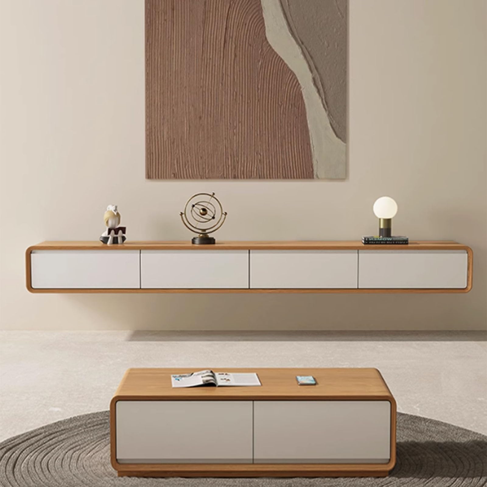 Mobile TV Sospeso A Parete in Legno Massello Leggero di Lusso Mobile Porta TV Sospeso Moderno per Piccoli Appartamenti Soggiorno(A,160cm)