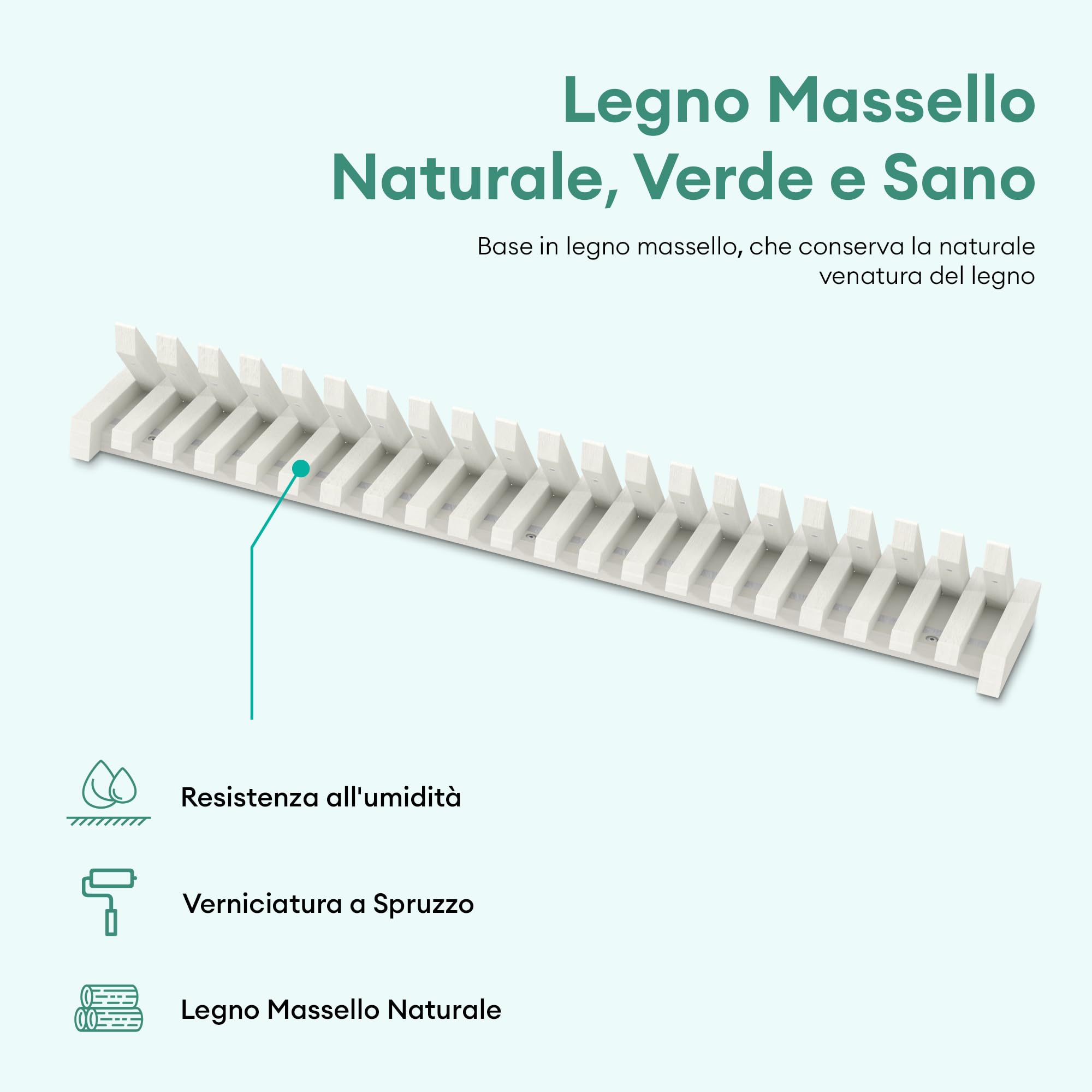 Mai & Mai Appendiabiti da Parete in Legno 90cm, Bianco Opaco | Attaccapanni da Muro Moderno per Camera da Letto, Ingresso, Studio con Gancio Pieghevole e Salvaspazio, Twigro-01
