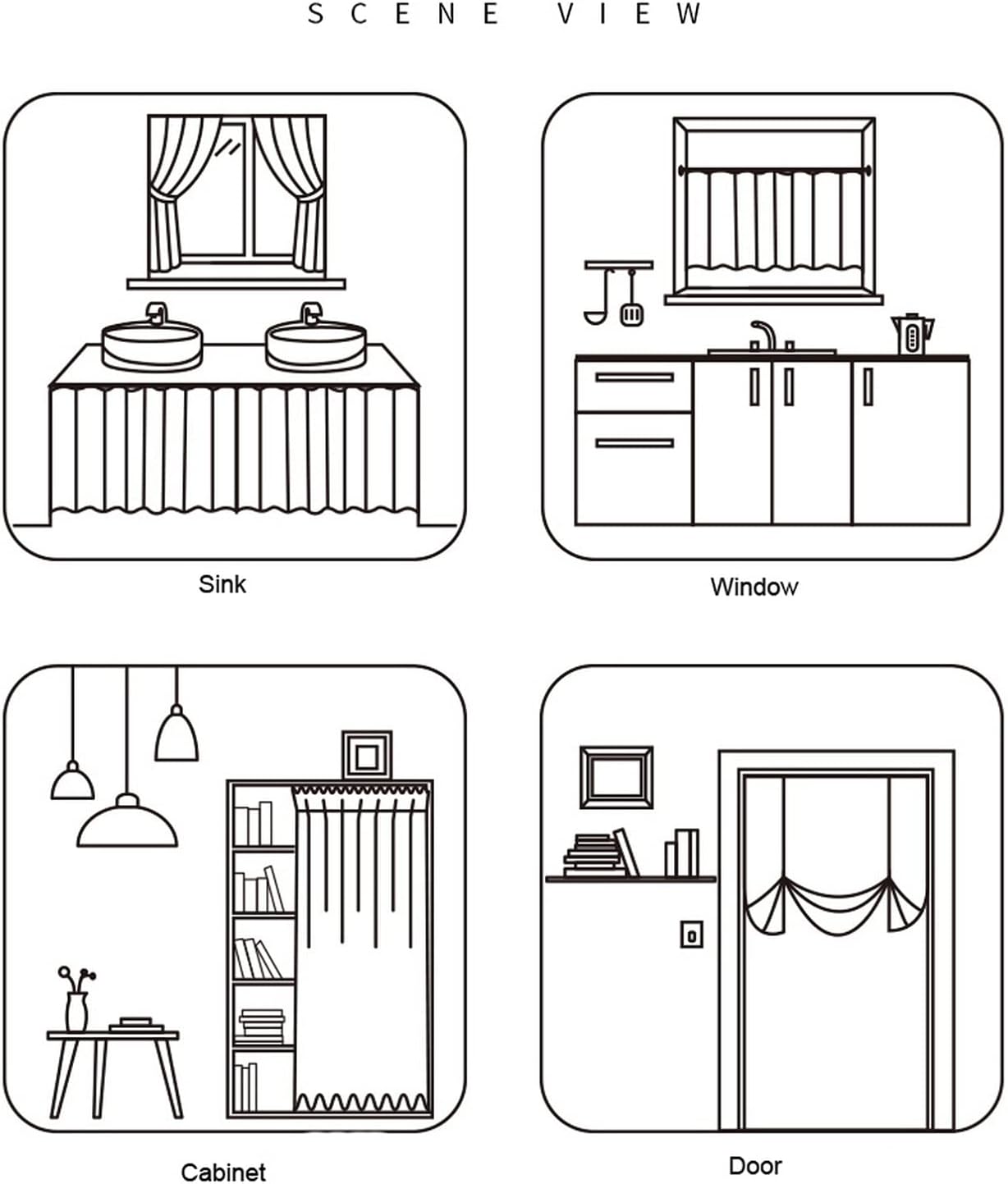 A.Monamour Short Curtain for Small Window Solid White Sheer Cotton Linen with Pompom Tassel Window Treatment Valance Window Panel Drapes Half Curtain for Kitchen Café Bedroom Cabinet Curtain