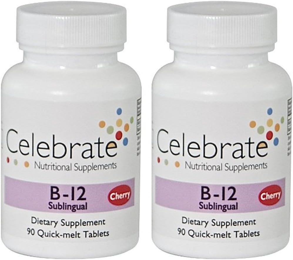 Celebrate Vitamins B-12 Sublingual Cherry 90 Count (2 Pack)
