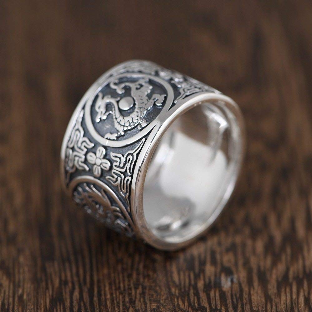 Amazon.com: Vintage 925 Sterling Silver Ladies Ring Personality Men Simple  Engraving Four Great Animals Pattern Blue Dragon, White Tiger, Suzaku,  Xuanwu Trend Accessories Charm Gift,13 : Clothing, Shoes & Jewelry