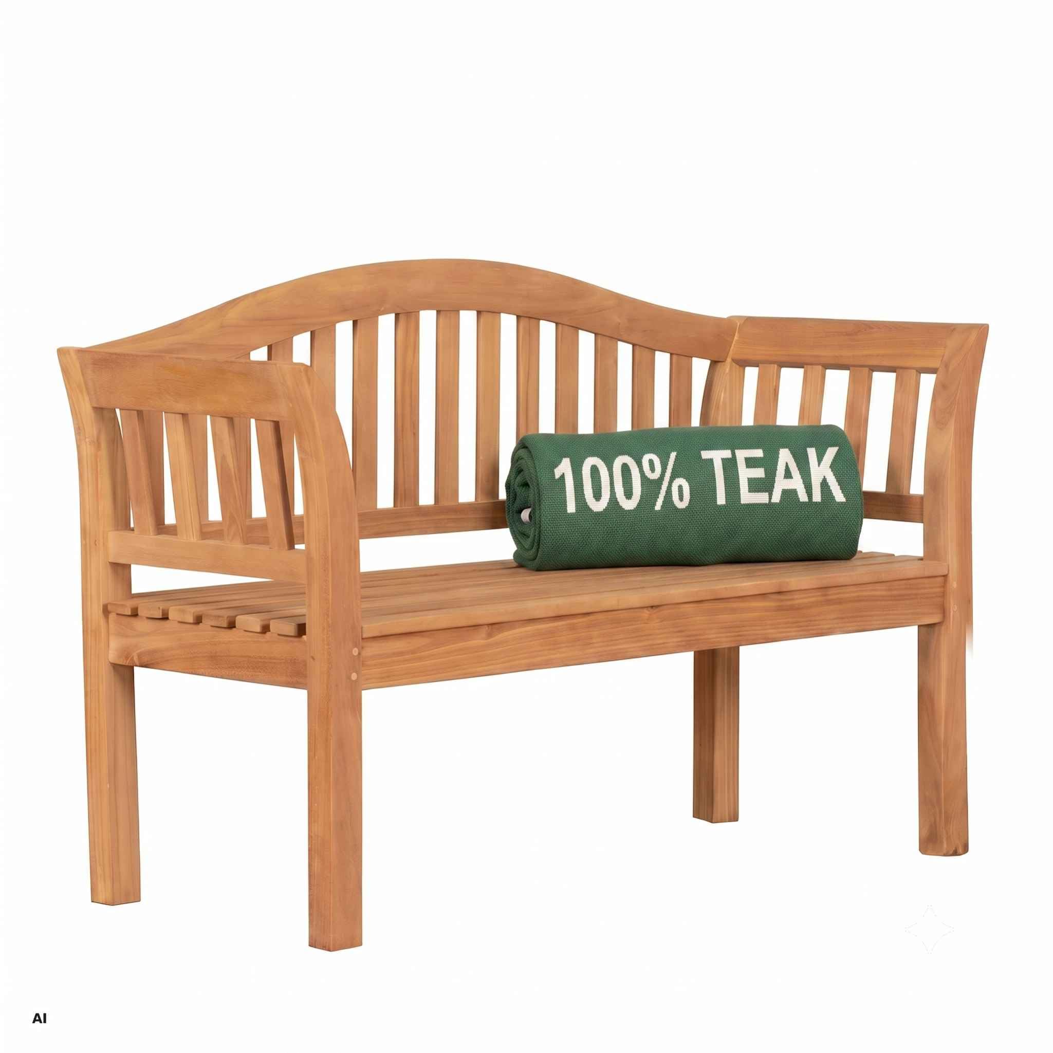 MR. DEKO Gartenbank Holz Wave Holzbank wetterfest Bank Outdoor 128x53x85cm | Sitzbank Teakholz Balkon