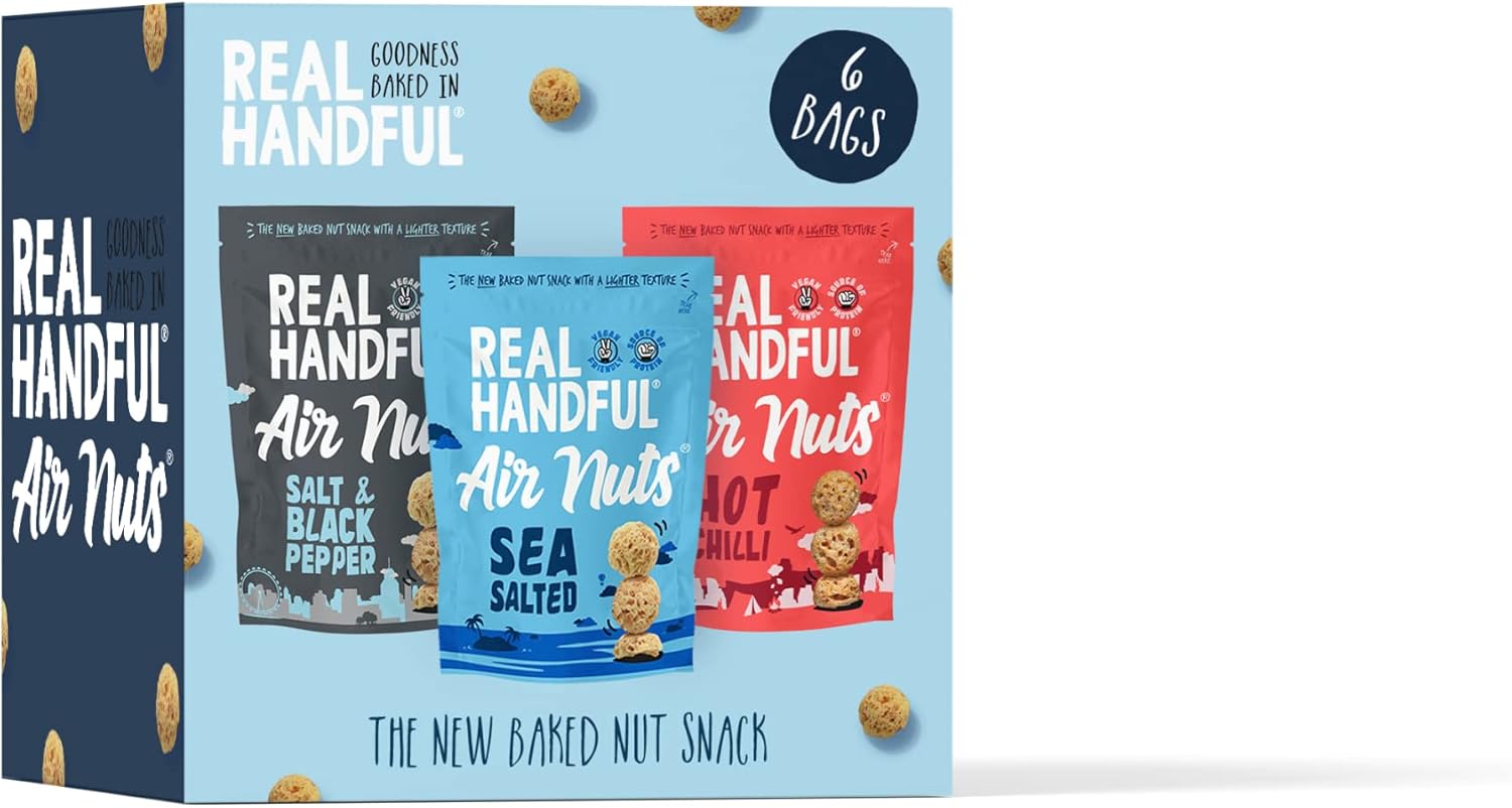 Real Handful Air Nuts Mixed Case Share Bags Baked Light Peanut Snack