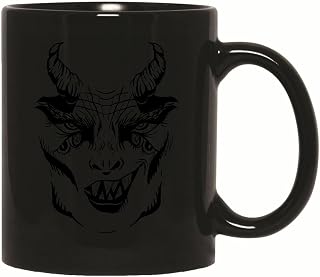 Gift for Monster Lovers Demon Face Design for All Ages 11oz 15oz Black Coffee Mug