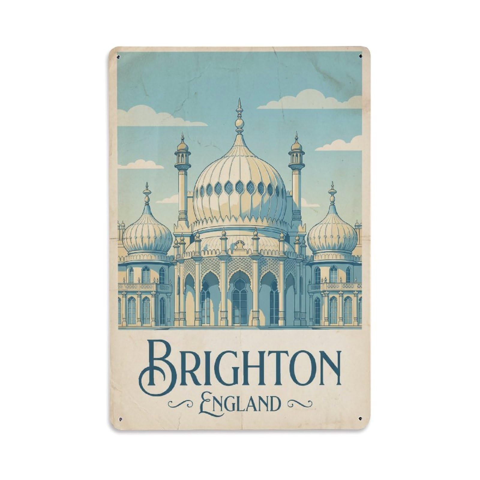 Vintage England Brighton Travel Metal Tin Sign