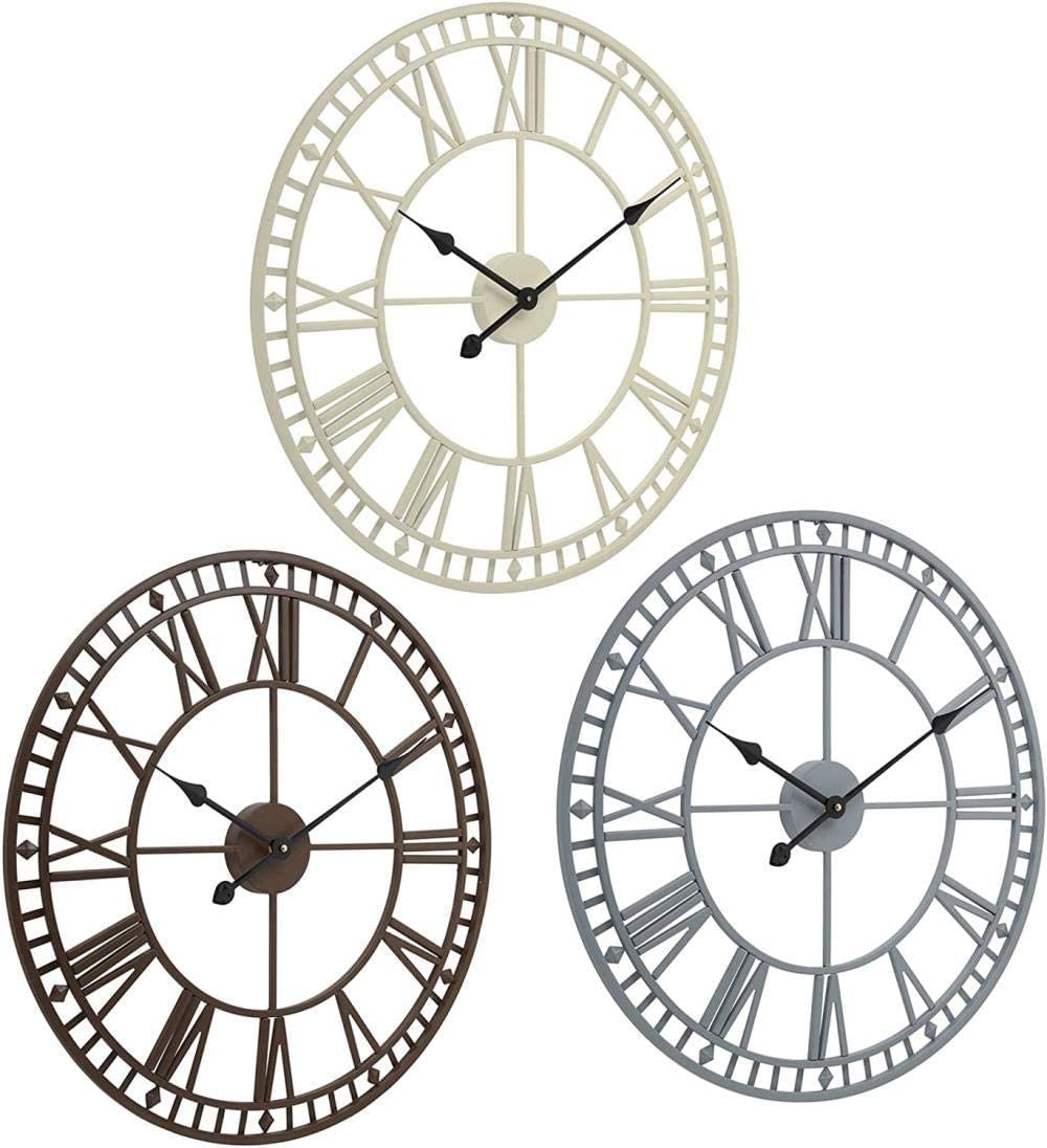 XJBTBA Orologio da Parete da Giardino per Esterni, Grande, Resistente alle intemperie, con Numeri Romani, Diametro 60,3 cm x Altezza 4 cm (Bronzo), Marrone