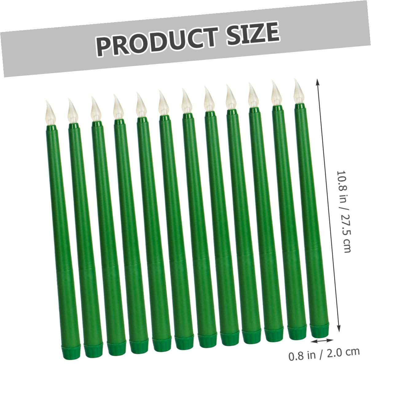 ABOOFAN 12 Pezzi Candele LED senza Fiamma Verdi, Alimentate a Batteria, Realizzate in Pp e Led, Perfette per Decorazioni su Bancone e Scrivania