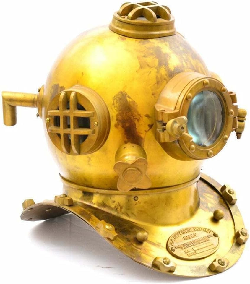 Casco de buceo antiguo réplica Boston Marina V Deep Mark náutico 2