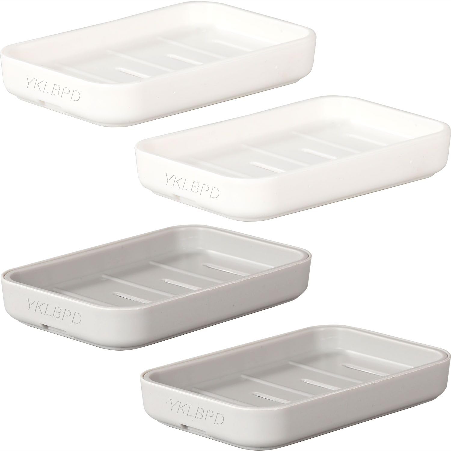 yklbpd4 Pack Plastic Soap Dish, Soap Container, soap Holders for Bathroom and Shower Double Layer Draining Soap Box Bathroom Accessories