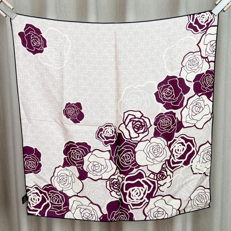 Women's 100% Mulberry Silk Square Scarf, 27 inches, Double-Sided Prints, Headscarf with Gift Box3