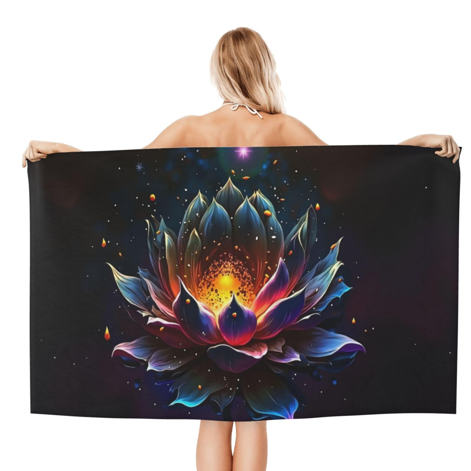 Anceky Beach Towel for Women, Lotus Flower Sand-Free Microfiber Ultra Soft Lightweight Bath Towels for Outdoor Bathroom Swimming 32"X52"