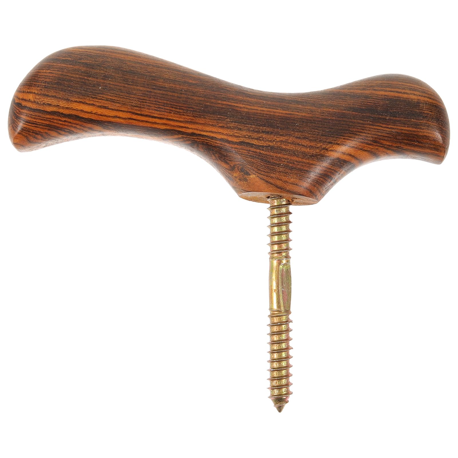 Healifty Vintage Cane Walking Stick Handle Wood Walk Cane Handle Grip Outside Connector Rod Replacement Rubber Brass Tip