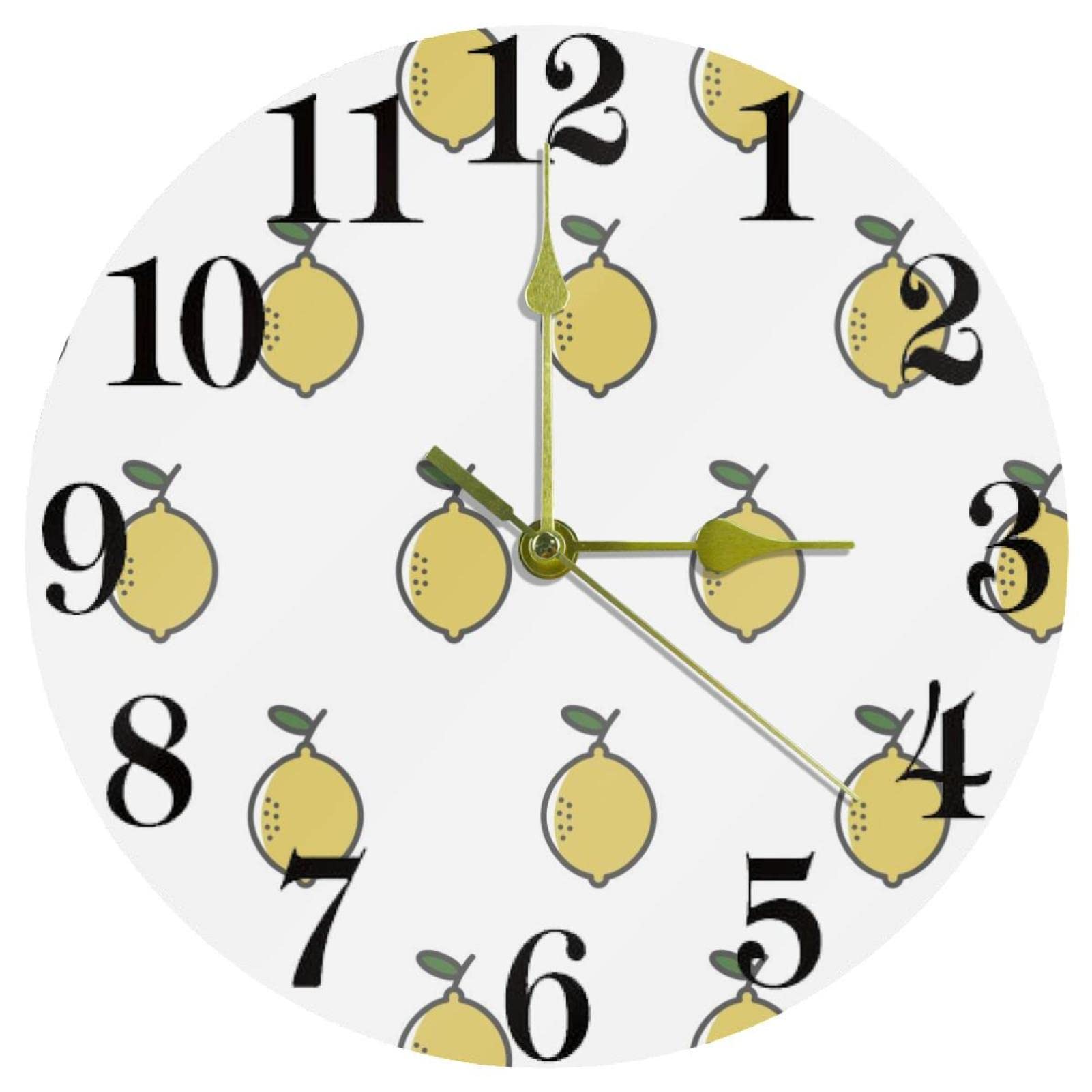 Horloge murale pour cuisine et bureau ronde motif fruits jaunes