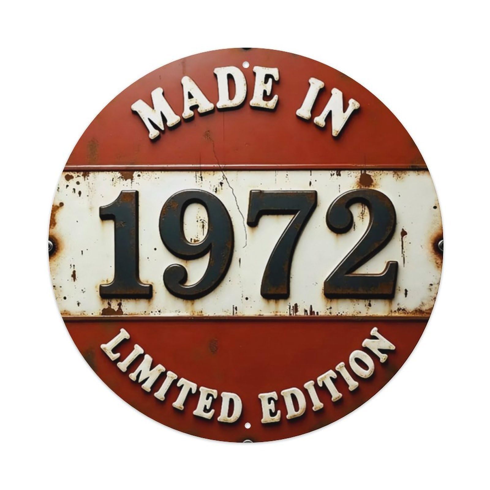 Ldfuieksufg Style Round Made In 1972 Limited Edition Rustic Wall Sign Farm Decor Vintage Aluminium Metal Sign, Retro Wall Decor For Home, Bar, Garage & Farmhouse 20X20cm