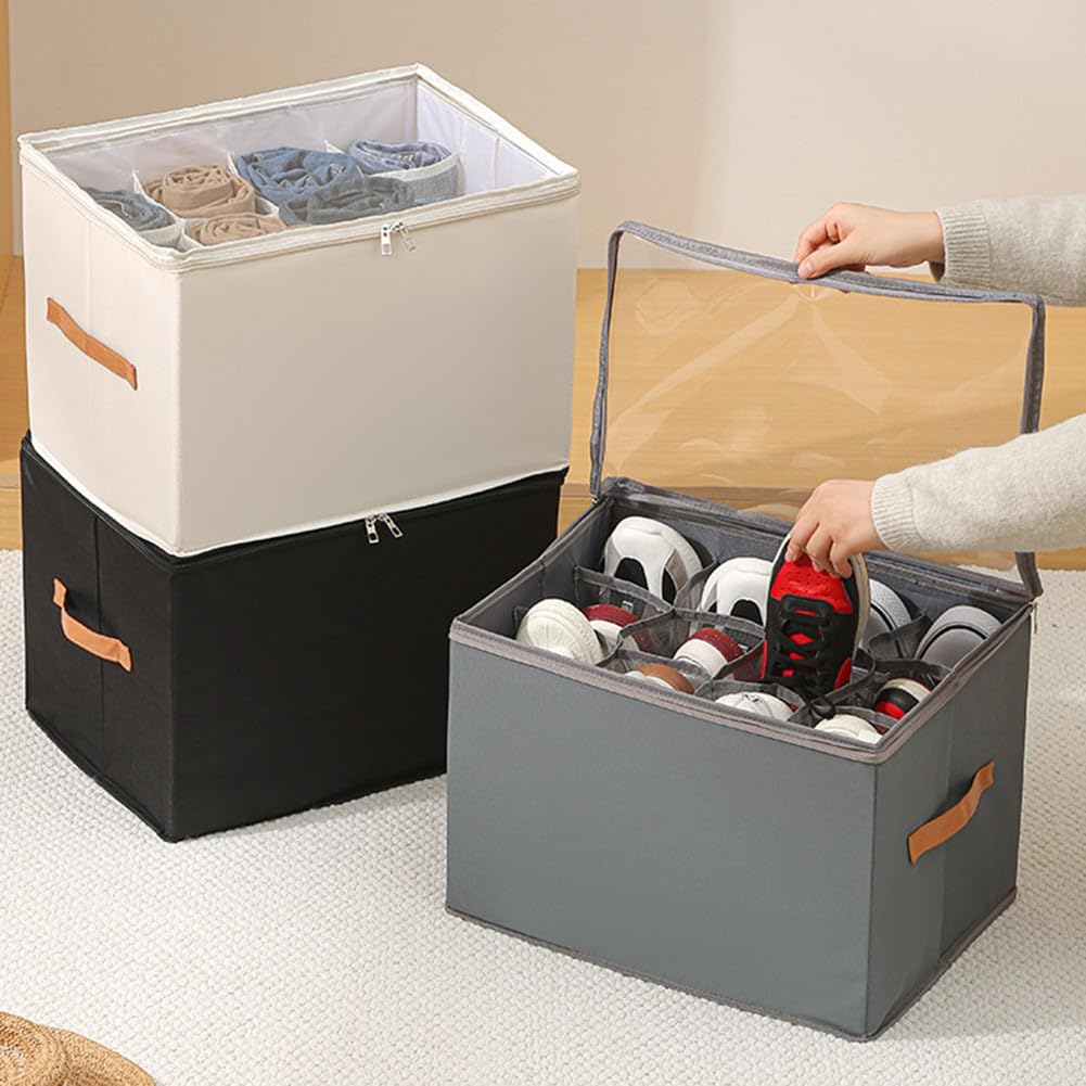 Scarpiera pieghevole in tessuto con 16 divisori regolabili per una disposizione efficiente e personalizzabile delle scarpe (grigio)
