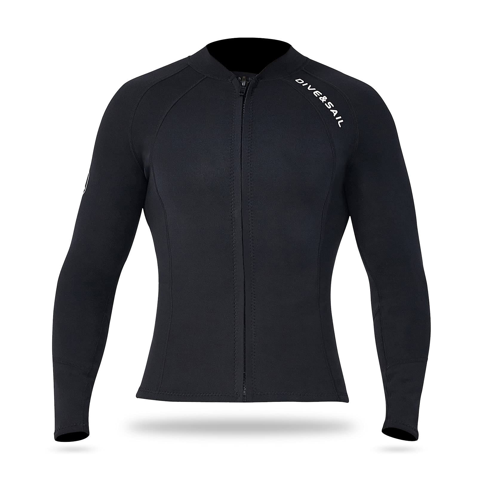 Weisy2mm Neoprene Men Women Diving Top with Front Zipper Wetsuits Jacket Long Sleeves Wetsuit Top for Snorkeling Scuba Diving Surfing Water Sports Swimming